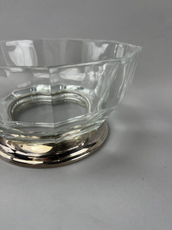 Saladier en cristal taillé , socle métal argenté – Image 6