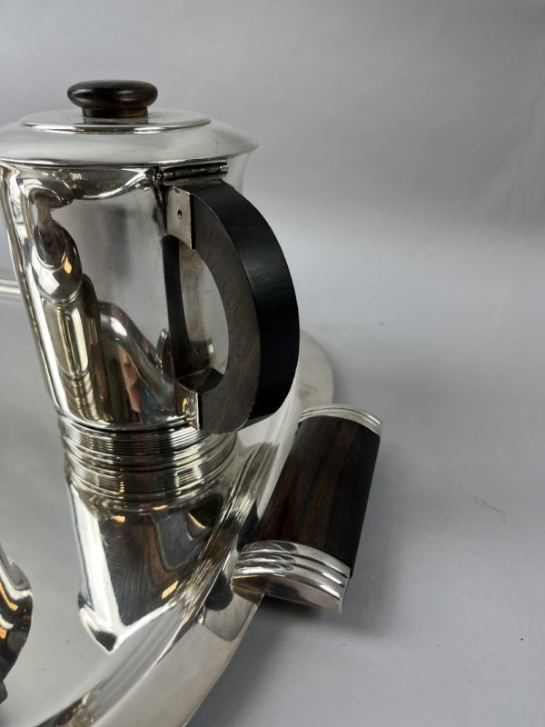 Service à café 5 pièces en métal argenté modèle art déco année 1930 ERCUIS – Image 4