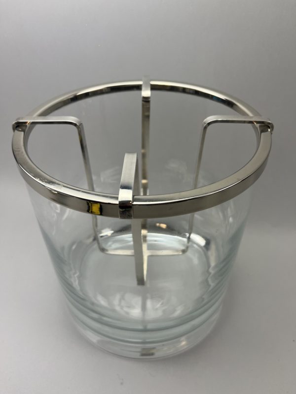Seau à champagne en verre et métal argenté – Image 4