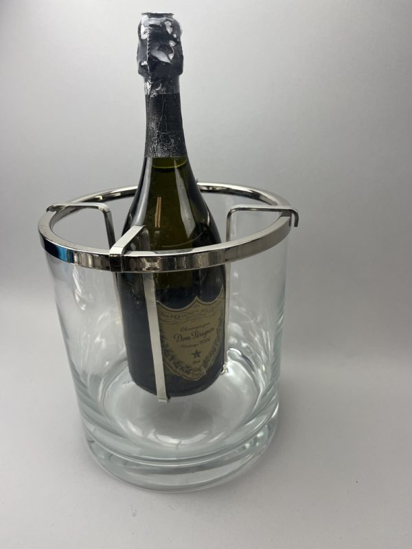 Seau à champagne en verre et métal argenté – Image 3