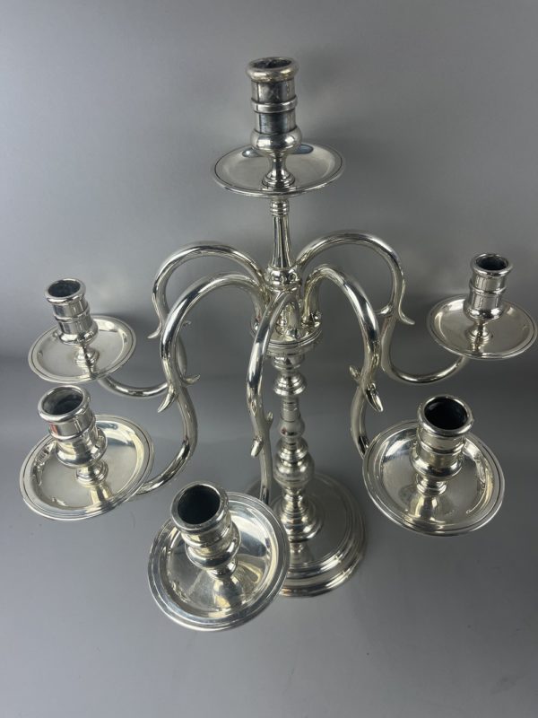 Paire de candélabres cinq branches articulées métal argenté – Image 8