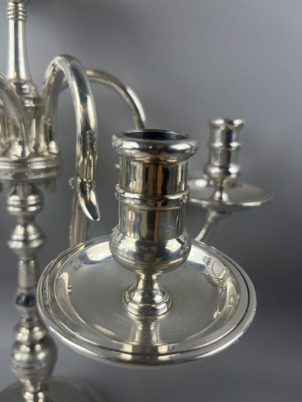 Paire de candélabres cinq branches articulées métal argenté – Image 7