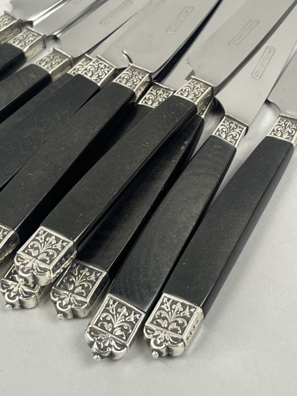 12 Couteaux de table manche ébène virole argent – Image 6