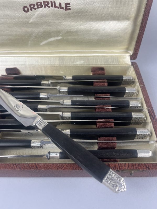 12 Couteaux à fromage manche en ébène virole argent – Image 5