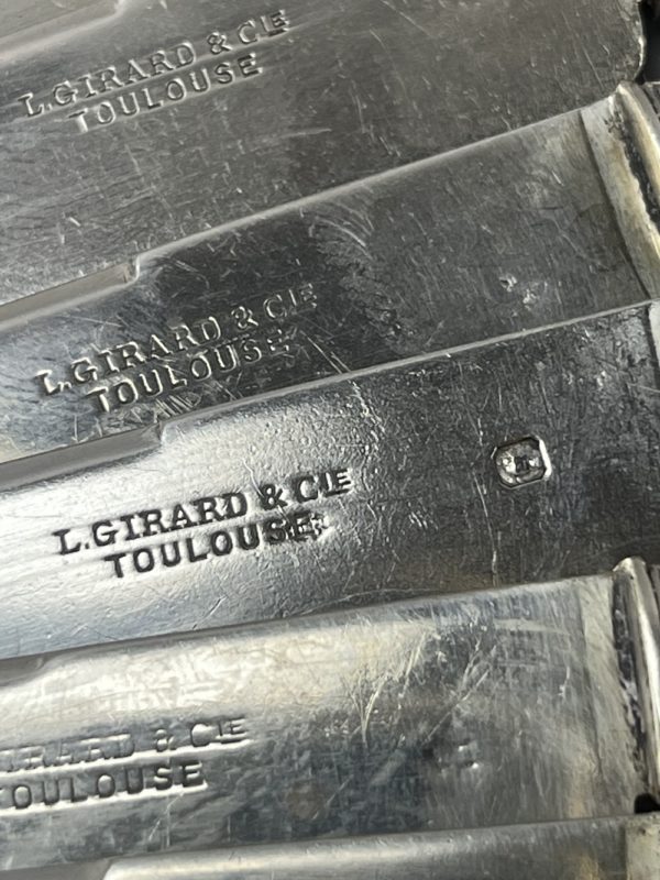 12 Couteaux à fruit manche en ébène lames et viroles en argent – Image 3