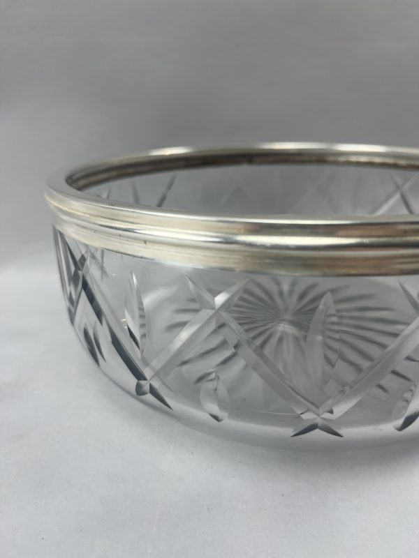 Saladier en verre cerclé argent décor gouttes et croisillons – Image 6