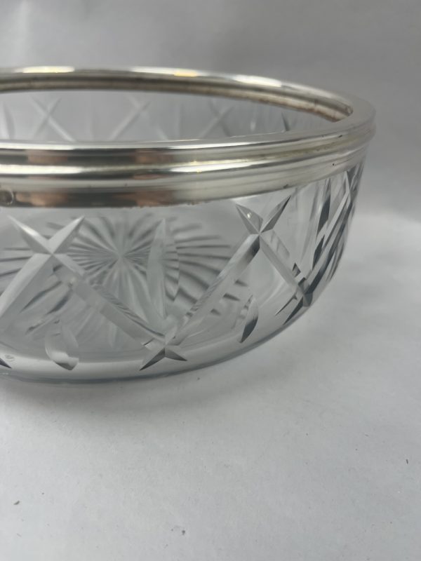 Saladier en verre cerclé argent décor gouttes et croisillons – Image 5