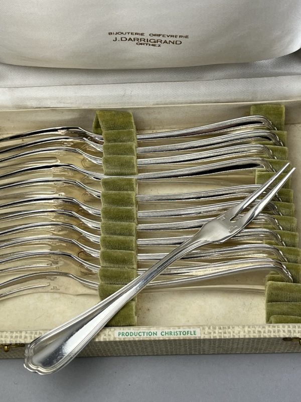 12 Fourchettes à escargots ou crustacés Christofle modèle SPATOURS – Image 3