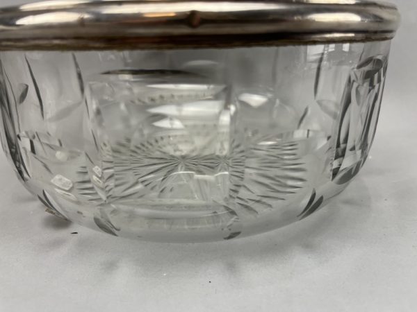 Saladier en cristal cerclé argent  décors géométriques – Image 2
