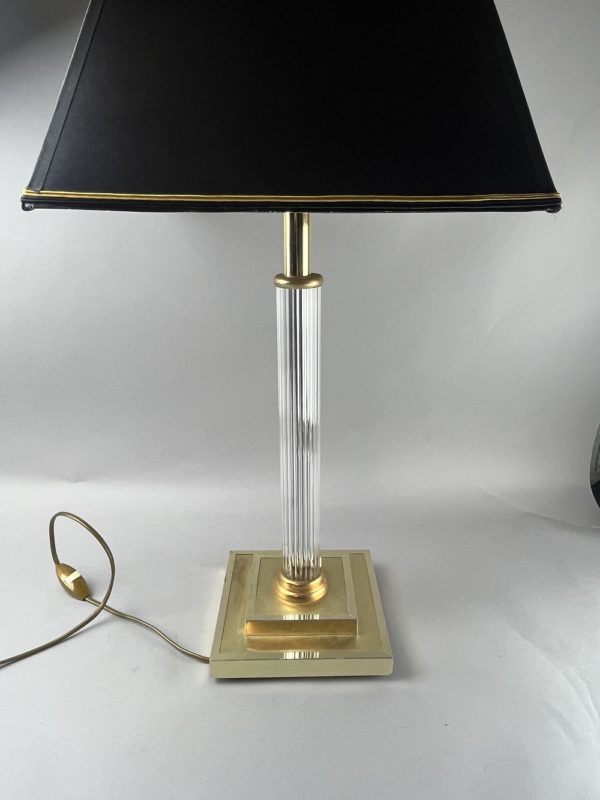 Lampe de table en verre et laiton